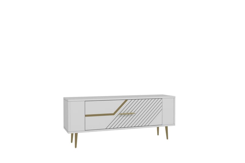 Veynor Tv-bänk 120 cm, Vit/Guld