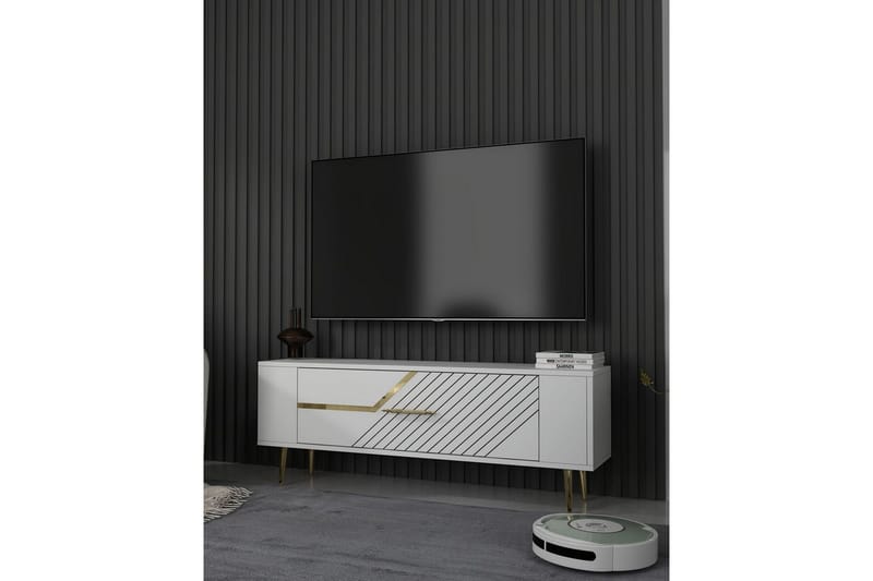 Veynor Tv-bänk 120 cm - Vit/Guld - Möbler - Tv möbel & mediamöbel - TV bänk & mediabänk
