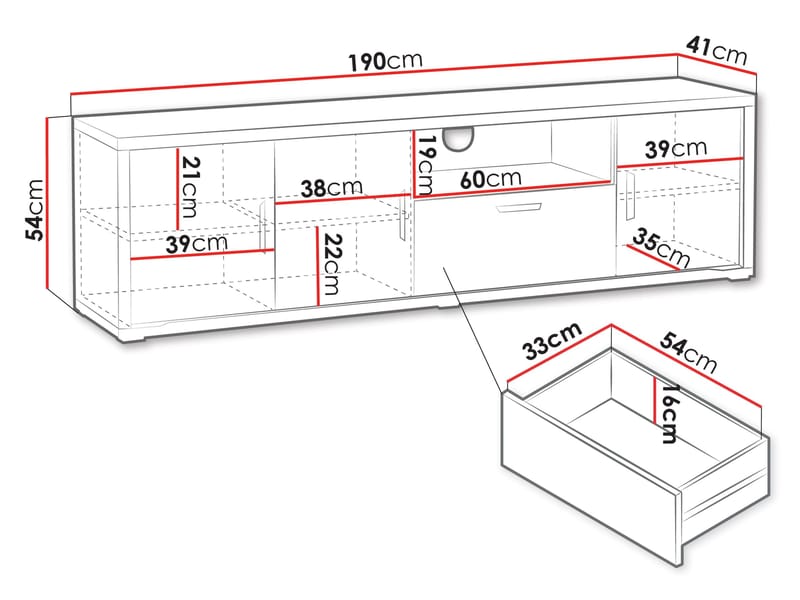 Veyricus Tv-Bänk 190 cm - Möbler - Tv möbel & mediamöbel - TV skåp