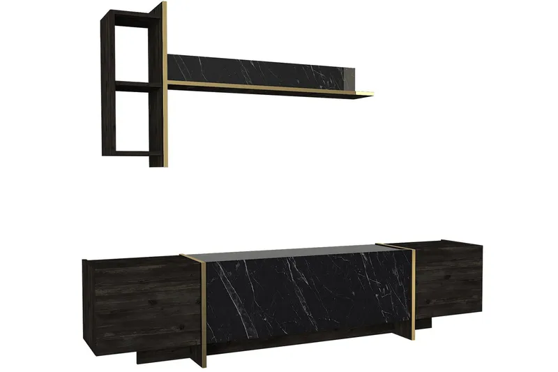 Veyron Tv-bänk 103,8 cm, Svart/Guld