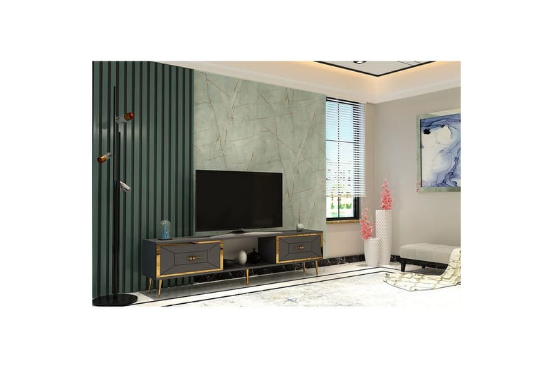Virdel Tv-bänk 150 cm - Antracit/Guld - Möbler - Tv möbel & mediamöbel - TV bänk & mediabänk