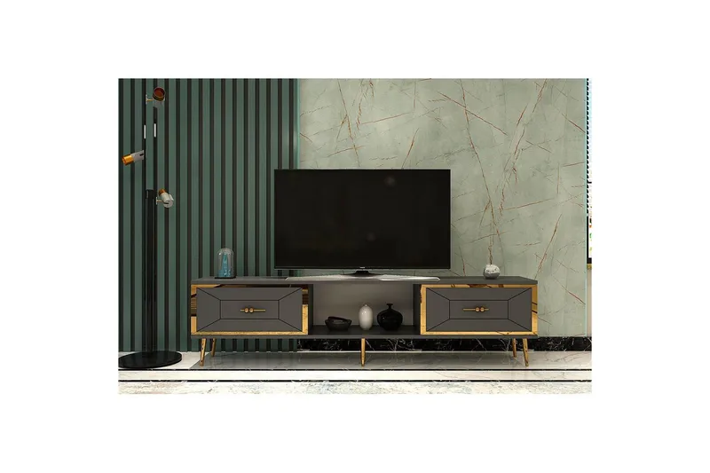 Virdel Tv-bänk 150 cm - Antracit/Guld - Möbler - Tv möbel & mediamöbel - TV bänk & mediabänk