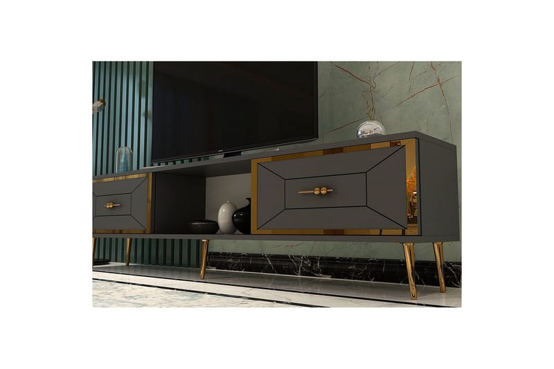 Virdel Tv-bänk 150 cm - Antracit/Guld - Möbler - Tv möbel & mediamöbel - TV bänk & mediabänk