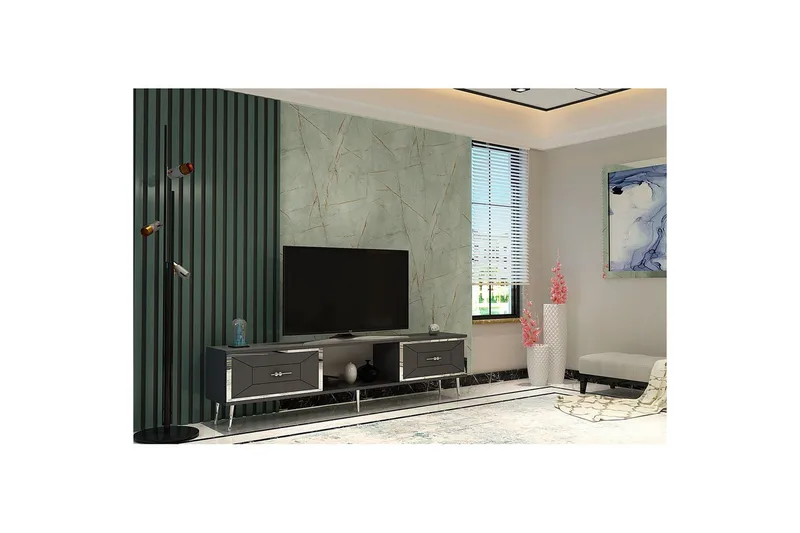 Virdel Tv-bänk 150 cm - Antracit/Silver - Möbler - Tv möbel & mediamöbel - TV bänk & mediabänk