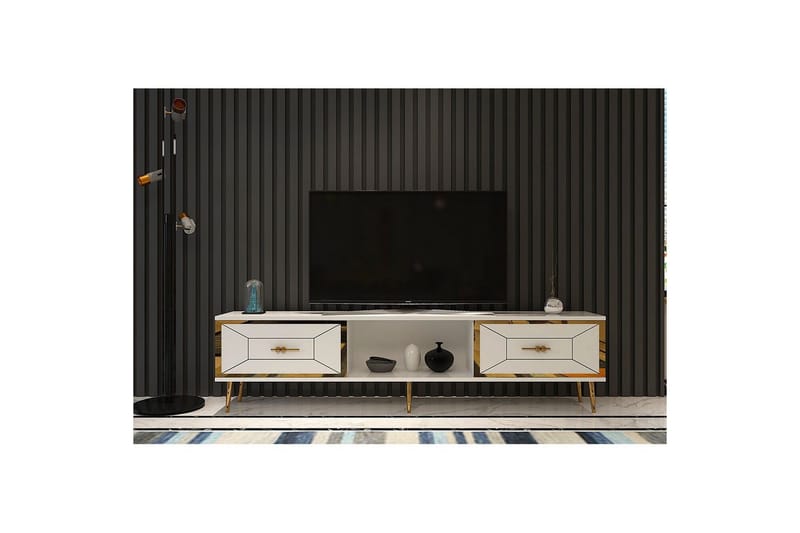 Virdel Tv-bänk 150 cm - Vit/Guld - Möbler - Tv möbel & mediamöbel - TV bänk & mediabänk