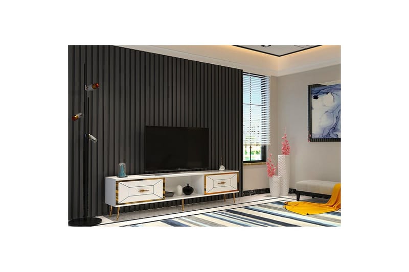 Virdel Tv-bänk 150 cm - Vit/Guld - Möbler - Tv möbel & mediamöbel - TV bänk & mediabänk