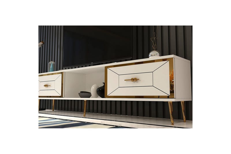 Virdel Tv-bänk 150 cm - Vit/Guld - Möbler - Tv möbel & mediamöbel - TV bänk & mediabänk
