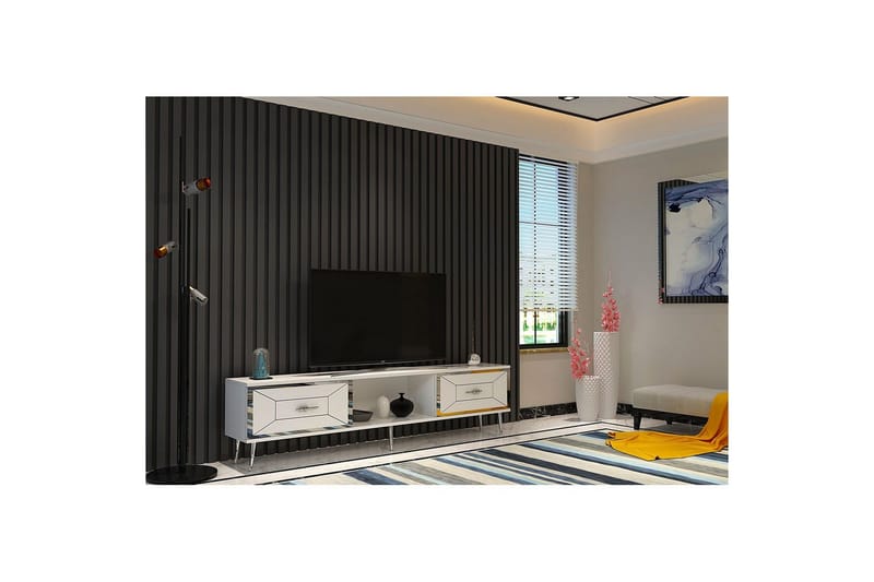 Virdel Tv-bänk 150 cm - Vit/Silver - Möbler - Tv möbel & mediamöbel - TV bänk & mediabänk