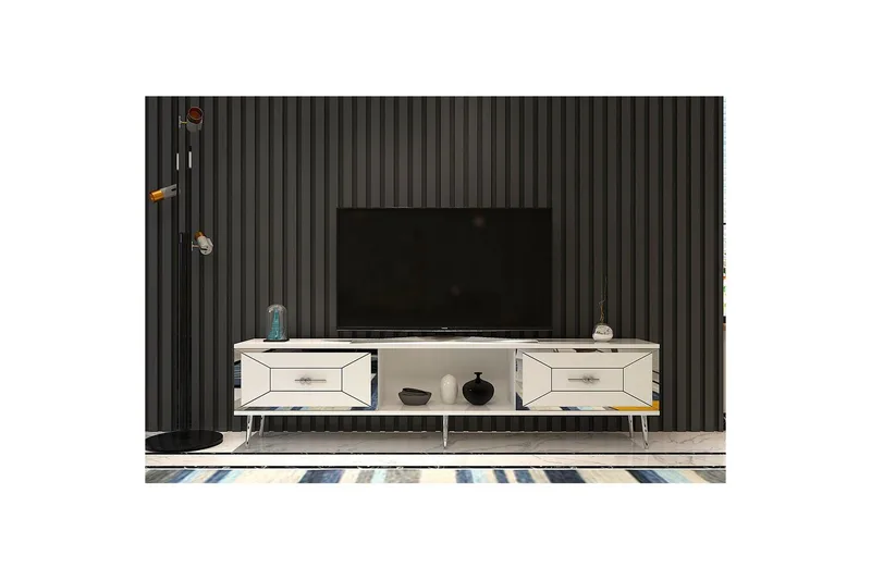 Virdel Tv-bänk 150 cm - Vit/Silver - Möbler - Tv möbel & mediamöbel - TV bänk & mediabänk