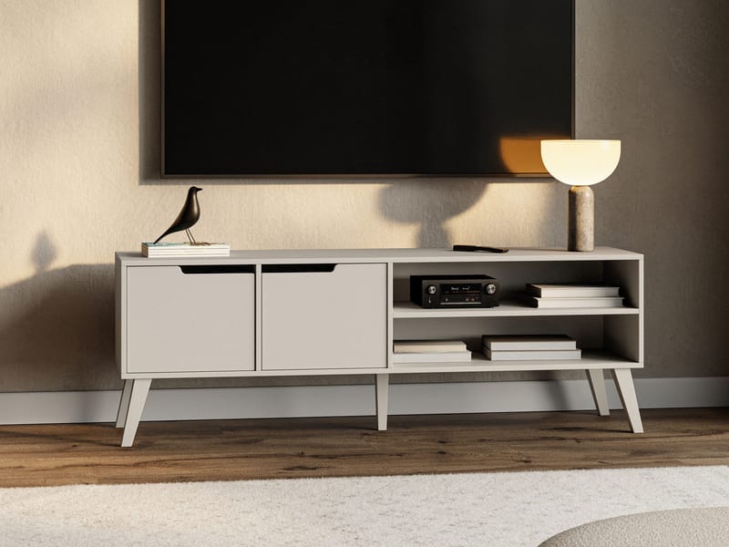 Virello Golvstående Tv-bänk 160 cm med Förvaring i Ljust Trä - Beige - Möbler - Tv möbel & mediamöbel - TV bänk & mediabänk
