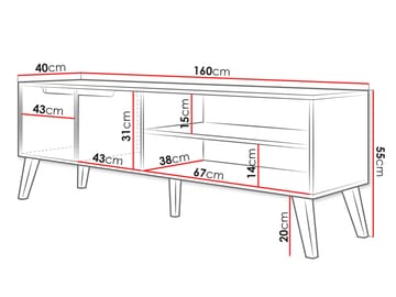 Virello Golvstående Tv-bänk 160 cm med Förvaring i Ljust Trä - Beige - Möbler - Tv möbel & mediamöbel - TV bänk & mediabänk