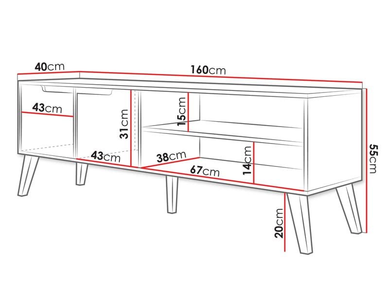 Virello Golvstående Tv-bänk 160 cm med Förvaring i Ljust Trä - Beige - Möbler - Tv möbel & mediamöbel - TV bänk & mediabänk