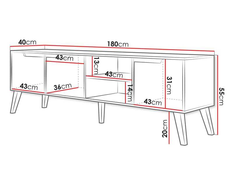 Virello Tv-bänk 180 cm - brun - Möbler - Tv möbel & mediamöbel - TV bänk & mediabänk