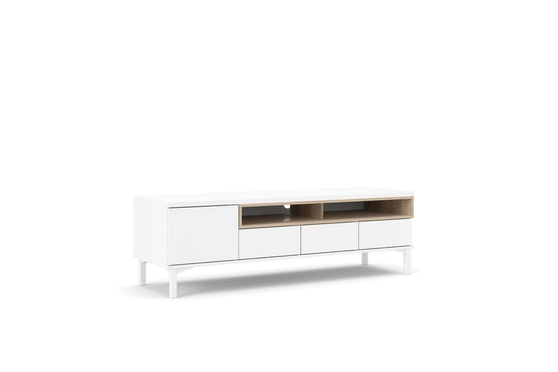 Virender Golvstående TV-bänk 155,7 cm med Förvaring i Ek - Vit|Beige - Möbler - Tv möbel & mediamöbel - TV bänk & mediabänk
