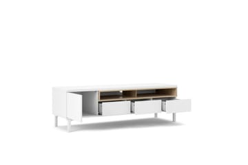 Virender Golvstående TV-bänk 155,7 cm med Förvaring i Ek - Vit|Beige - Möbler - Tv möbel & mediamöbel - TV bänk & mediabänk