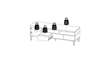 Virender Golvstående TV-bänk 155,7 cm med Förvaring i Ek - Vit|Beige - Möbler - Tv möbel & mediamöbel - TV bänk & mediabänk