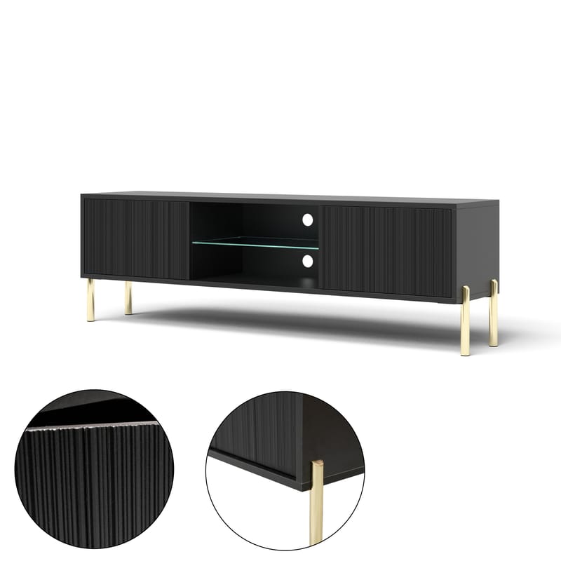 Virmani Tv-bänk 135 cm - Svart - Möbler - Tv möbel & mediamöbel - TV bänk & mediabänk