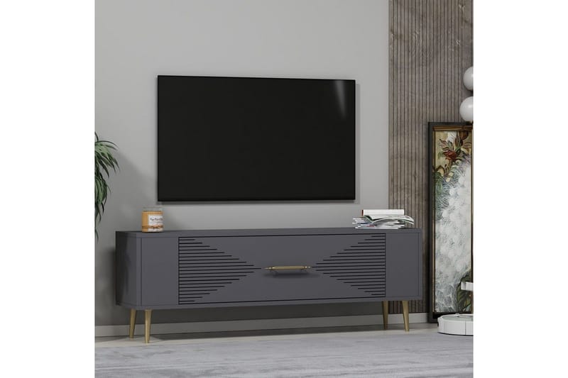 Vornis Tv-bänk 120 cm - Antracit/Guld - Möbler - Tv möbel & mediamöbel - TV bänk & mediabänk