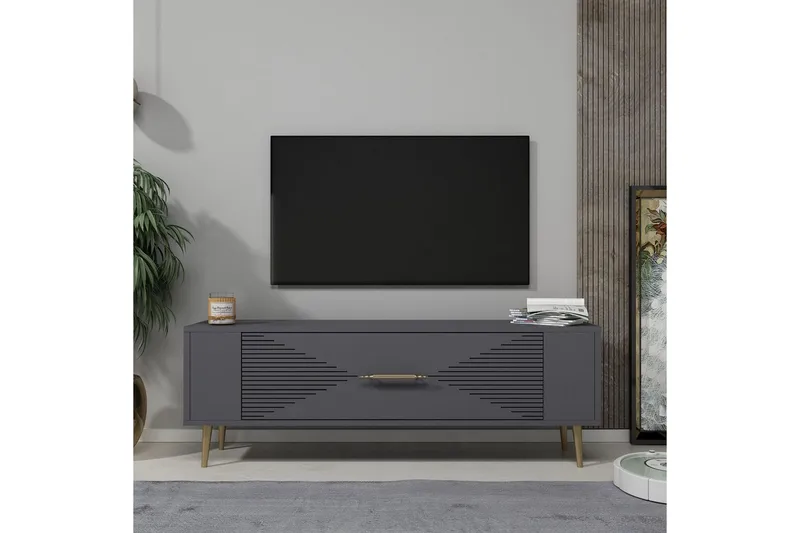 Vornis Tv-bänk 120 cm - Antracit/Guld - Möbler - Tv möbel & mediamöbel - TV bänk & mediabänk