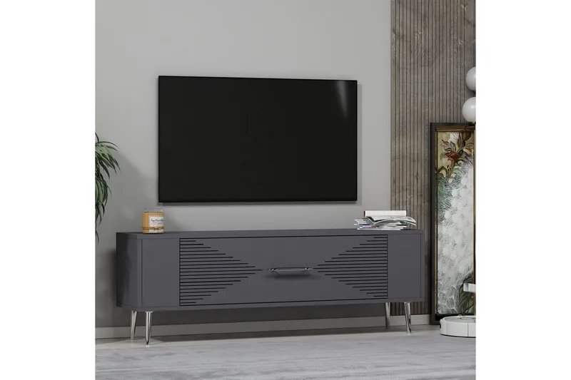 Vornis Tv-bänk 120 cm - Antracit/Silver - Möbler - Tv möbel & mediamöbel - TV bänk & mediabänk
