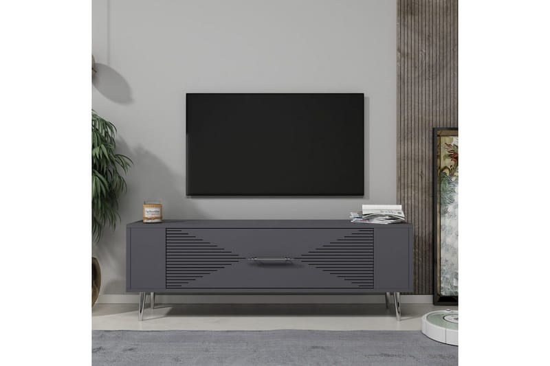 Vornis Tv-bänk 120 cm - Antracit/Silver - Möbler - Tv möbel & mediamöbel - TV bänk & mediabänk