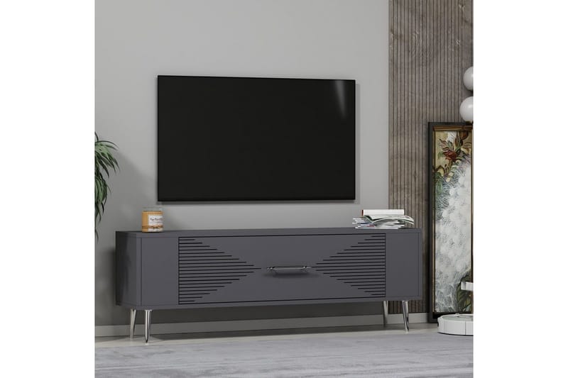 Vornis Tv-bänk 120 cm - Antracit/Silver - Möbler - Tv möbel & mediamöbel - TV bänk & mediabänk