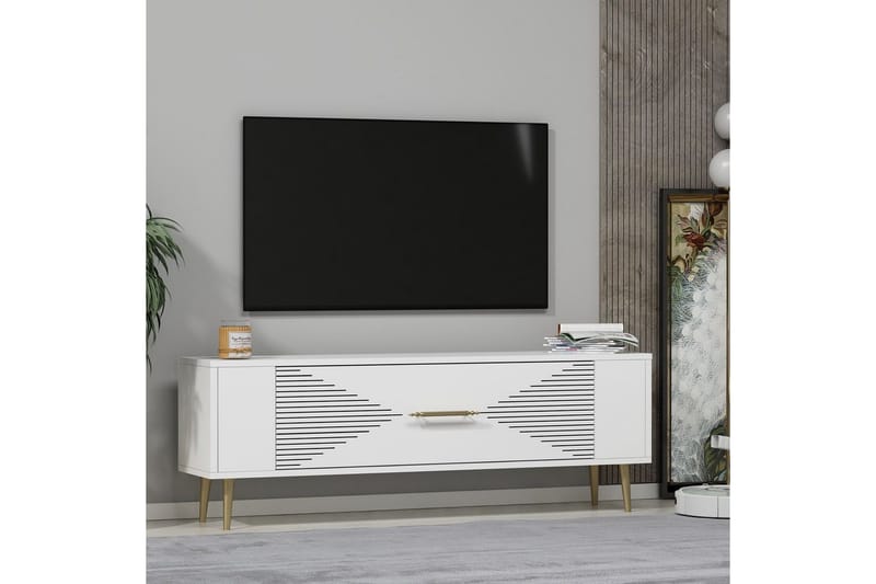 Vornis Tv-bänk 120 cm - Vit/Guld - Möbler - Tv möbel & mediamöbel - TV bänk & mediabänk