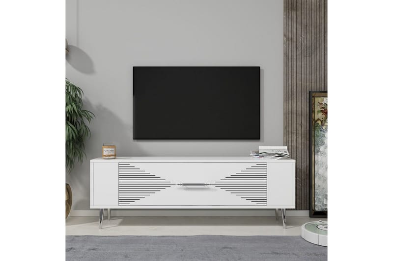 Vornis Tv-bänk 120 cm - Vit/Silver - Möbler - Tv möbel & mediamöbel - TV bänk & mediabänk
