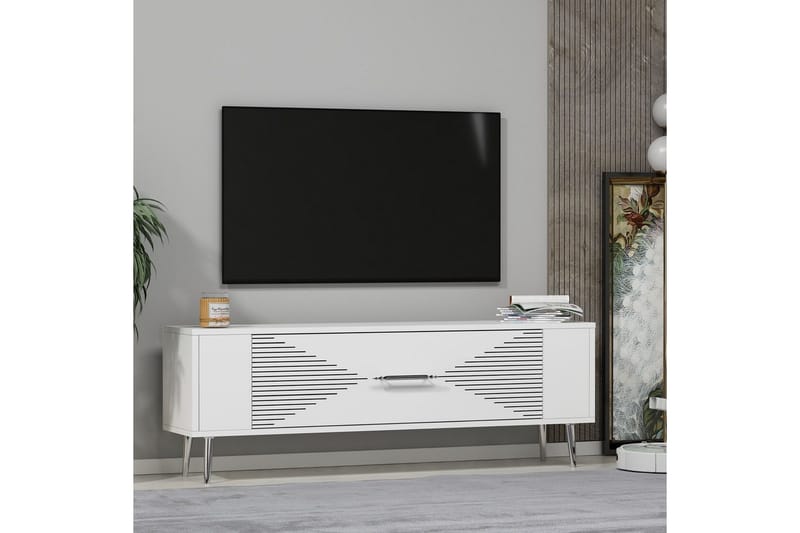 Vornis Tv-bänk 120 cm - Vit/Silver - Möbler - Tv möbel & mediamöbel - TV bänk & mediabänk
