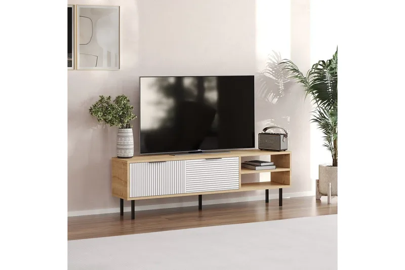 Wenus Tv-bänk 150 cm - Ek/Vit - Möbler - Tv möbel & mediamöbel - TV bänk & mediabänk