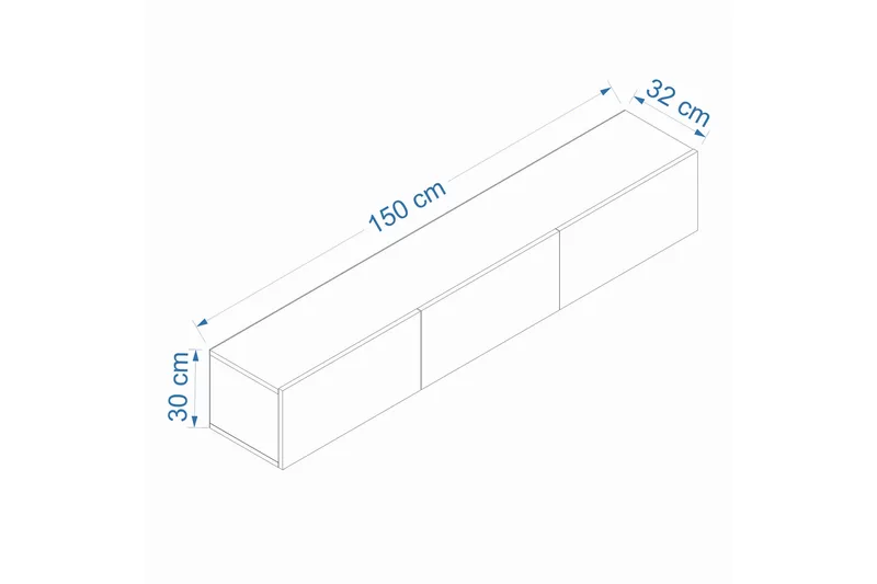 West Vägghängd Mediabänk 150 cm med Förvaring i Trä - Vit - Möbler - Tv möbel & mediamöbel - TV bänk & mediabänk