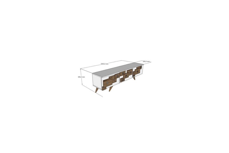 Xamira Tv-bänk 160 cm - Mediumfärgat trä/Vit - Möbler - Tv möbel & mediamöbel - TV bänk & mediabänk