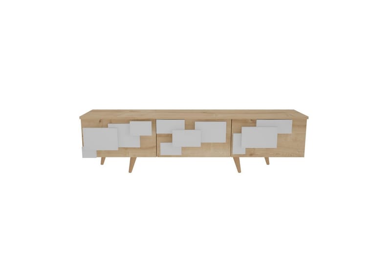 Xamira Tv-bänk 160 cm - Mediumfärgat trä/Vit - Möbler - Tv möbel & mediamöbel - TV bänk & mediabänk
