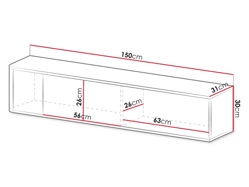 Zalricus TV-bänk 150x30 cm - Svart, valnöt - Möbler - Tv möbel & mediamöbel - TV skåp