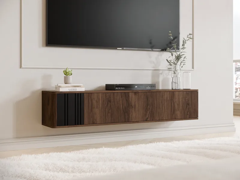 Zalricus TV-bänk 150x30 cm - Svart, valnöt - Möbler - Tv möbel & mediamöbel - TV skåp