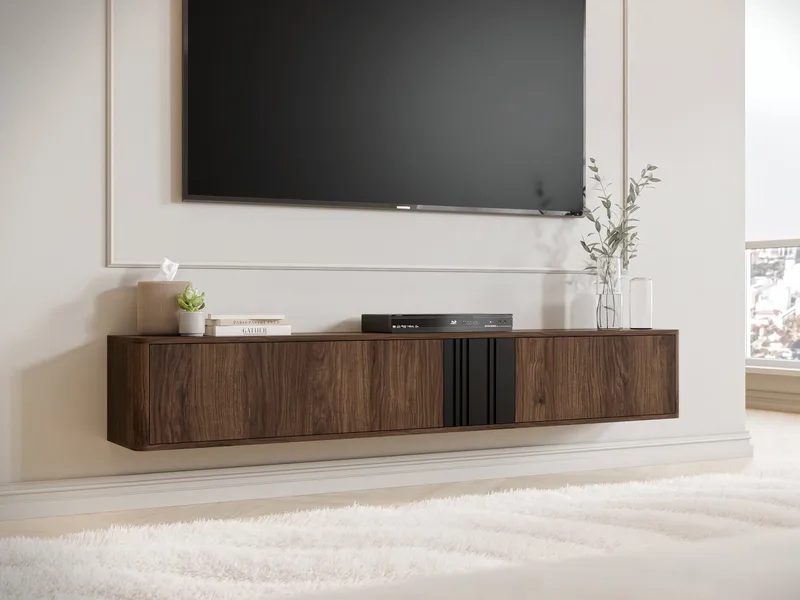 Zalricus TV-bänk 190x30 cm - Svart, valnöt - Möbler - Tv möbel & mediamöbel - TV bänk & mediabänk