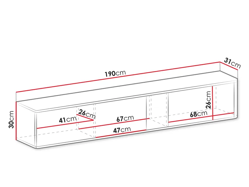 Zalricus TV-bänk 190x30 cm - Svart, valnöt - Möbler - Tv möbel & mediamöbel - TV bänk & mediabänk