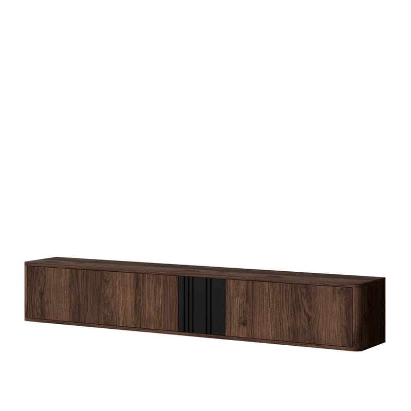 Zalricus TV-bänk 190x30 cm, Svart, valnöt