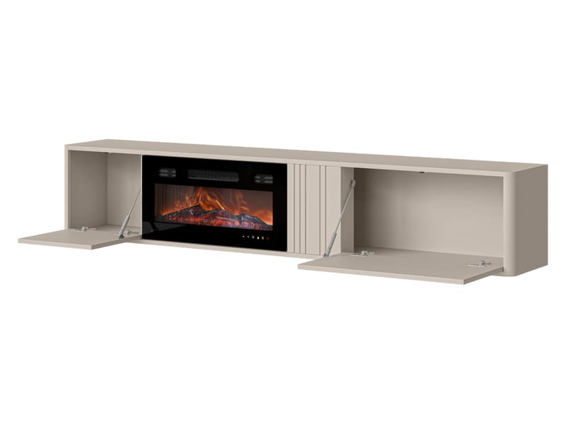 Zalricus TV-bänk LED-Flamma 190x36 cm - Svart, valnöt - Möbler - Tv möbel & mediamöbel - TV bänk & mediabänk