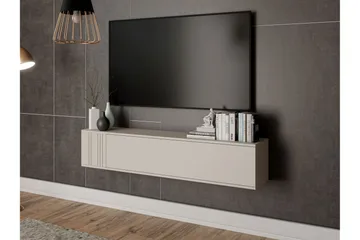 Zalricus Vägghängd TV Bänk 150 cm med Förvaring i Målat Trä - Beige - Möbler - Tv möbel & mediamöbel - TV bänk & mediabänk