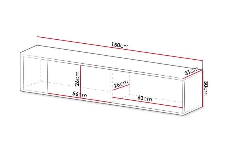 Zalricus Vägghängd TV Bänk 150 cm med Förvaring i Målat Trä - Beige - Möbler - Tv möbel & mediamöbel - TV bänk & mediabänk