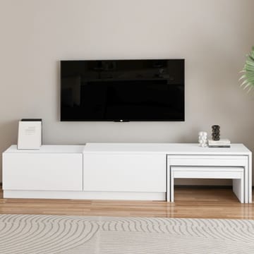 Zalven TV Bänk 180 cm med Förvaring och Utdragbar i Målat Trä - Vit - Möbler - Tv möbel & mediamöbel - TV bänk & mediabänk