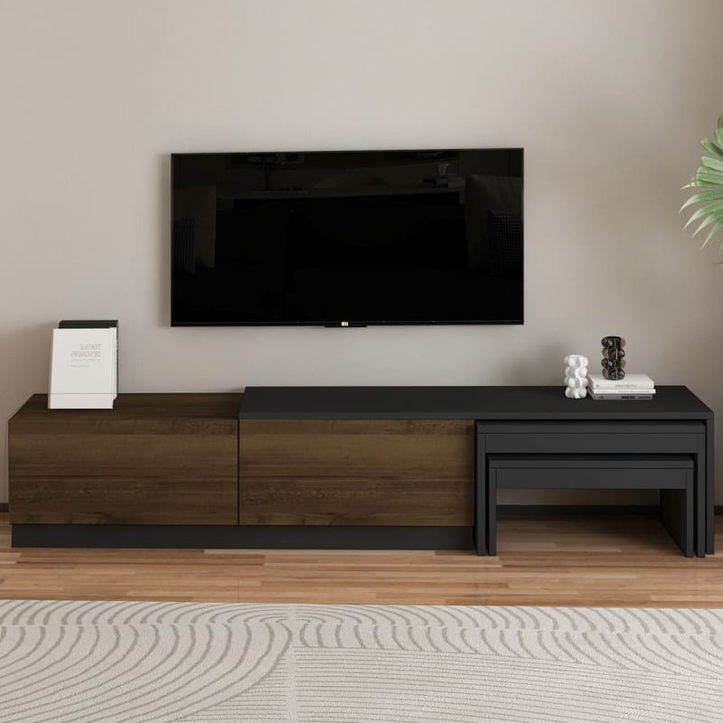 Zalven TV-bänk 180x36x30 cm - Antracit/Antik valnöt - Möbler - Tv möbel & mediamöbel - TV bänk & mediabänk