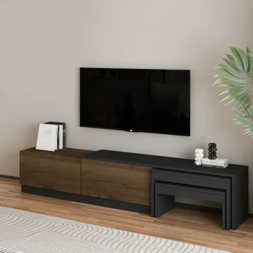 Zalven TV-bänk 180x36x30 cm - Antracit/Antik valnöt - Möbler - Tv möbel & mediamöbel - TV bänk & mediabänk