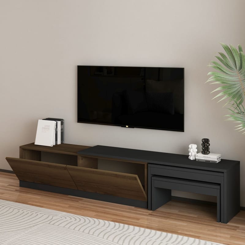 Zalven TV-bänk 180x36x30 cm - Antracit/Antik valnöt - Möbler - Tv möbel & mediamöbel - TV bänk & mediabänk