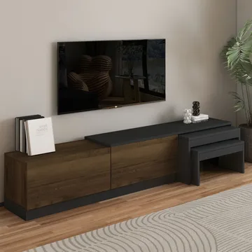 Zalven TV-bänk 180x36x30 cm - Antracit/Antik valnöt - Möbler - Tv möbel & mediamöbel - TV bänk & mediabänk