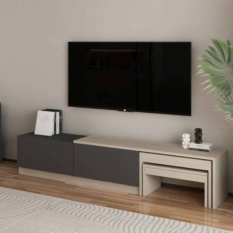 Zalven TV-bänk 180x36x30 cm - Travertin/Antracit - Möbler - Tv möbel & mediamöbel - TV bänk & mediabänk