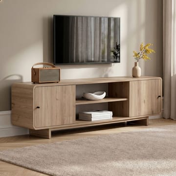 Zavio TV-bänk 180 cm med Förvaring, Trä- och Ekutseende - Natur - Möbler - Tv möbel & mediamöbel - TV bänk & mediabänk