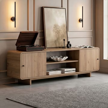 Zavio TV-bänk 180 cm med Förvaring, Trä- och Ekutseende - Natur - Möbler - Tv möbel & mediamöbel - TV bänk & mediabänk