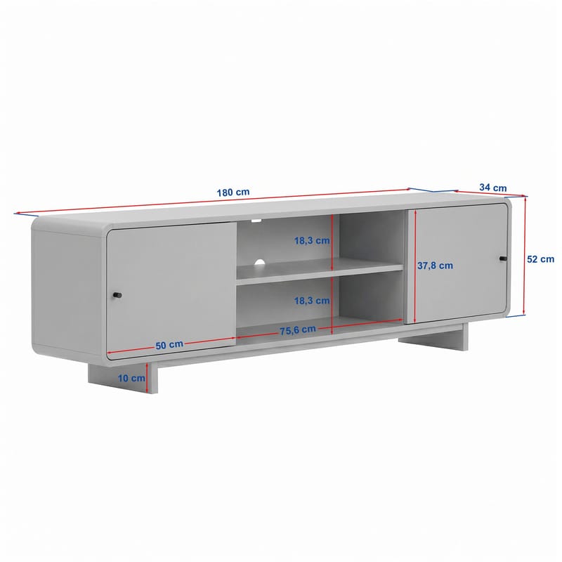 Zavio TV-bänk 180x52x34 cm - Ek - Möbler - Tv möbel & mediamöbel - TV bänk & mediabänk